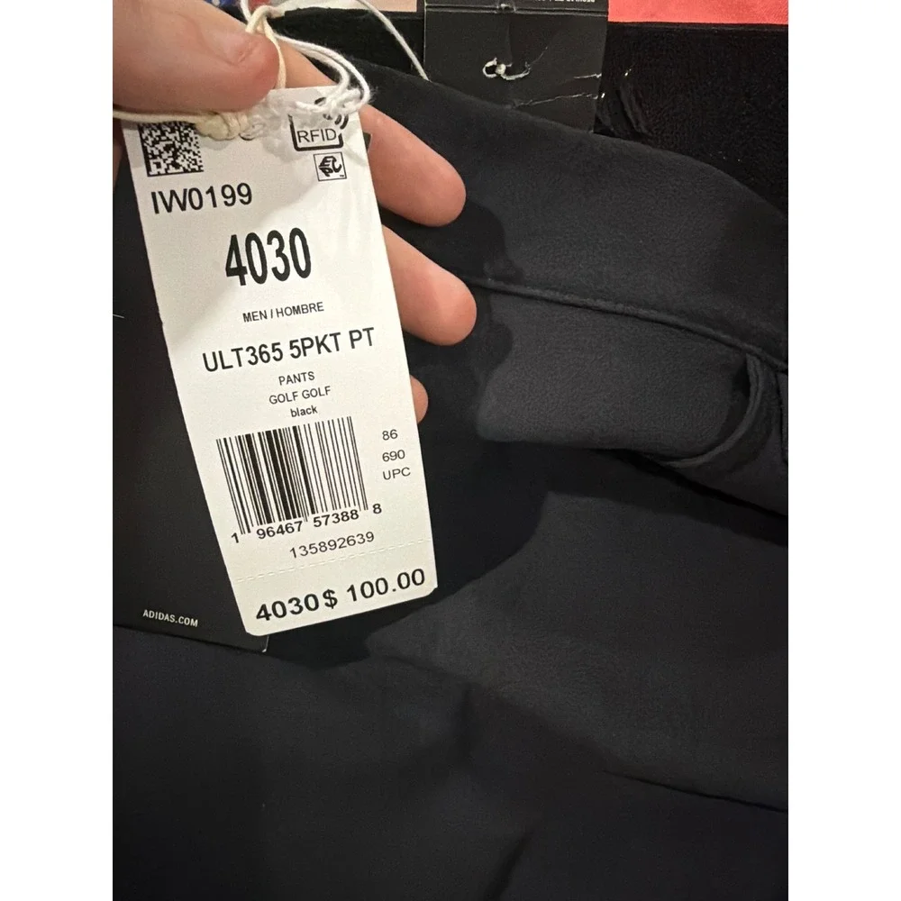 Adidas Ultimate365 5-Pocket Golf Pants Mens 40x30 Black Performance Stretch NWT
